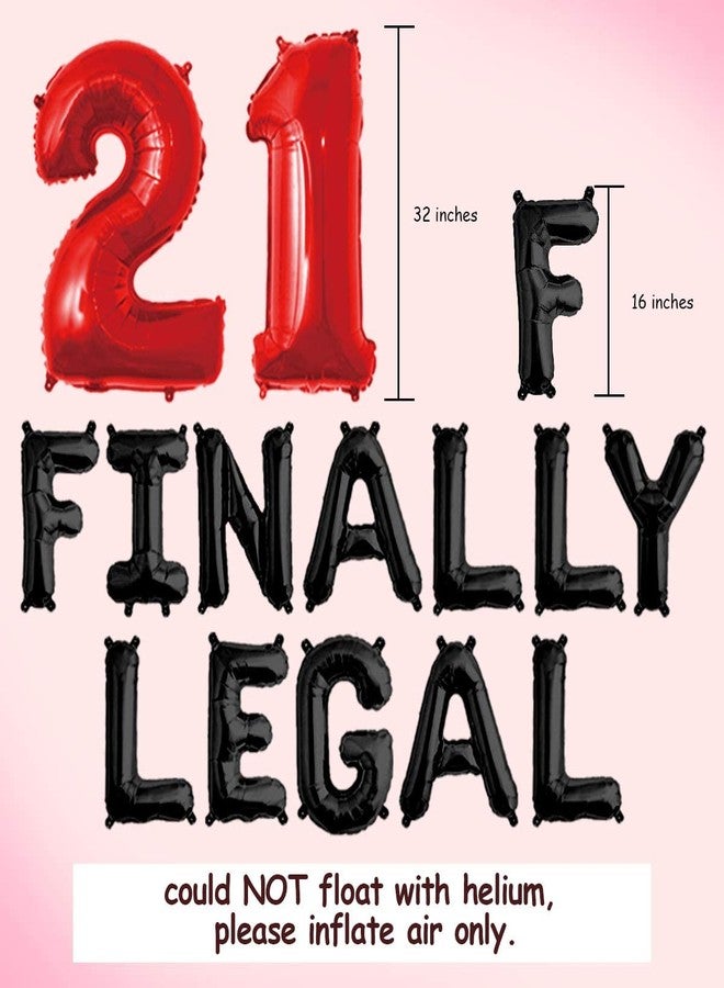 Serencatcher Finally Legal 21st Birthday Decorations Red For Men Teens Adults 21st Birthday Party Supplies Finally Legal Birthday Balloon Banner Fringe Curtain Number 21 Balloons Decors - Image 3
